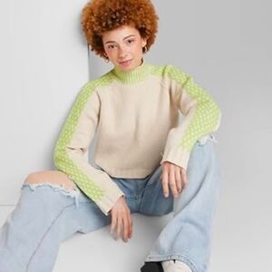 Wild Fable Women's Mock Turtleneck Boxy Pullover Sweater